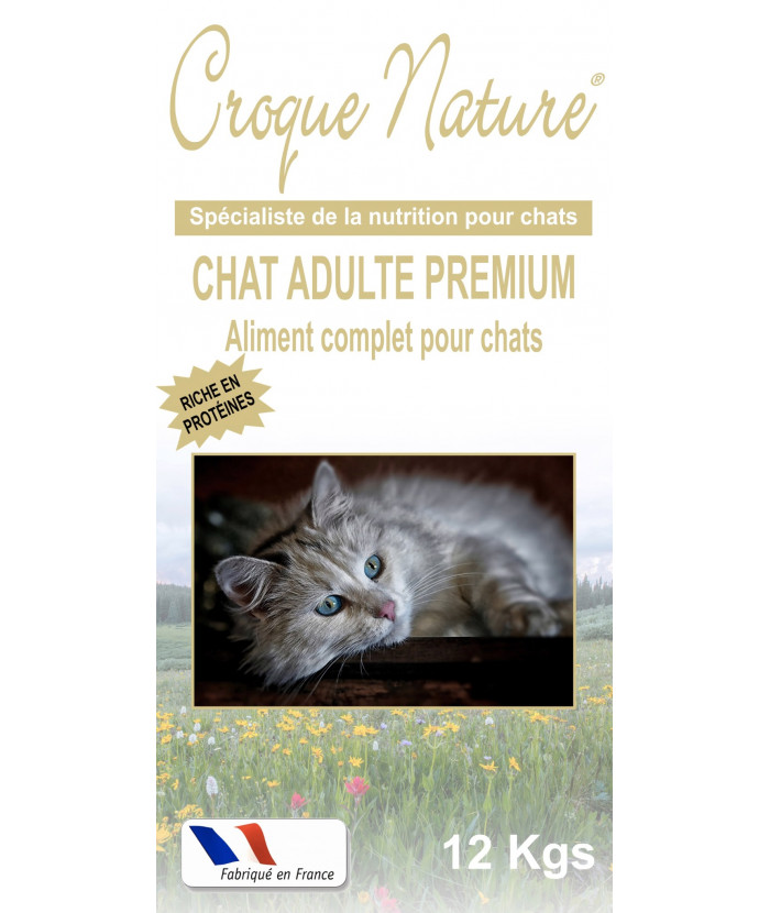 CHAT ADULTE PREMIUM 12 KGS CROQUETTES POUR CHAT